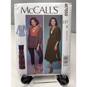 McCalls M7650 Misses Top Tunic Dress Sewing Pattern 6-8-10-12-14 Uncut